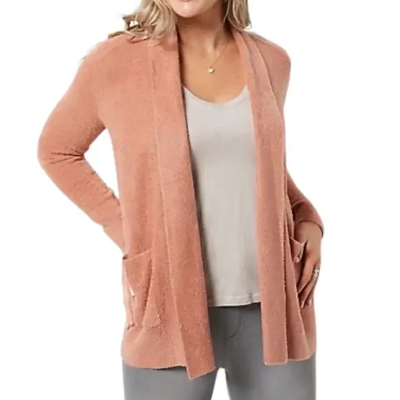 Barefoot Dreams CozyChic Lite Orange Open Front Cardigan Small - Picture 1 of 11